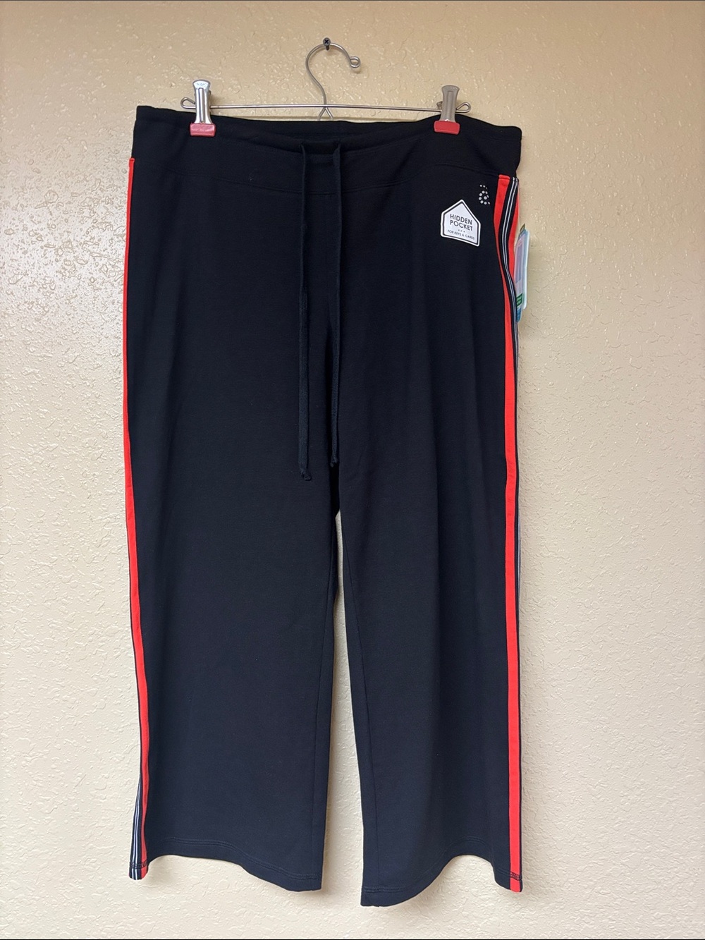 be inspired Black Track Pants with Red Side Stripe